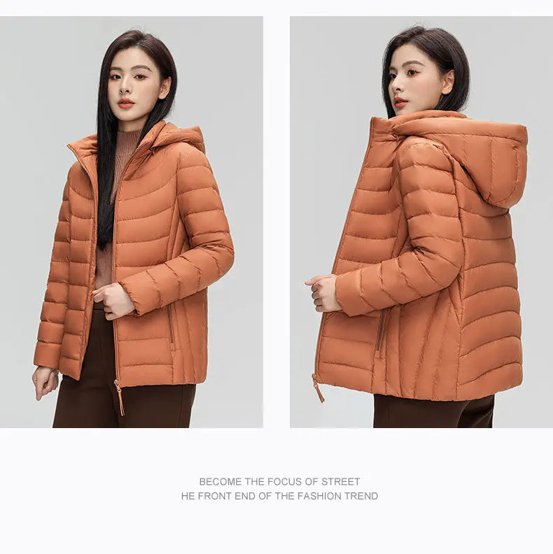 Women's plus Size M-6XL Hooded Puffer Jacket 90% Down Quilted Warm Coat Parka with Detachable Hat Winter Outerwear