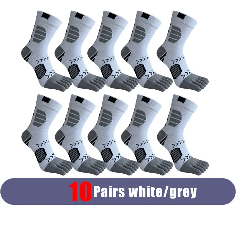 5 Pairs Sport Toe Socks Compression Pure Cotton Sweat-Absorbing Colorful Bike Marathon Fitness Outdoor Basketball 5 Finger Socks
