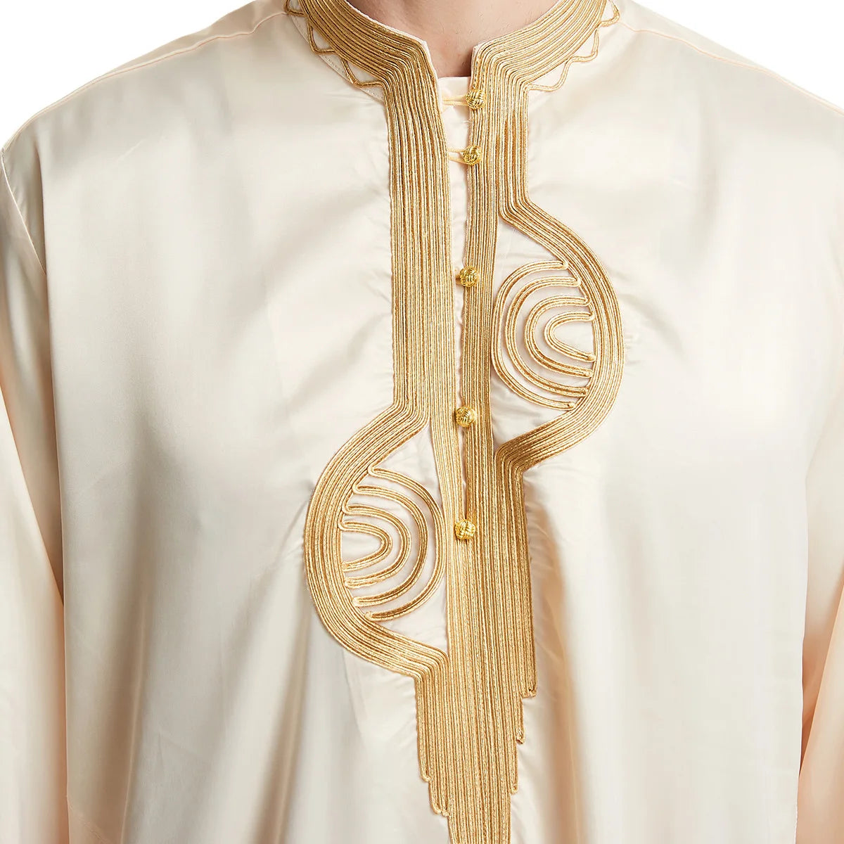Muslim Men Clothing Kaftan Robes Long Sleeves Stand Collar Eid Thobe Kurta Arab Turkish Dress Dubai Islam Habit Ethnic Leisure
