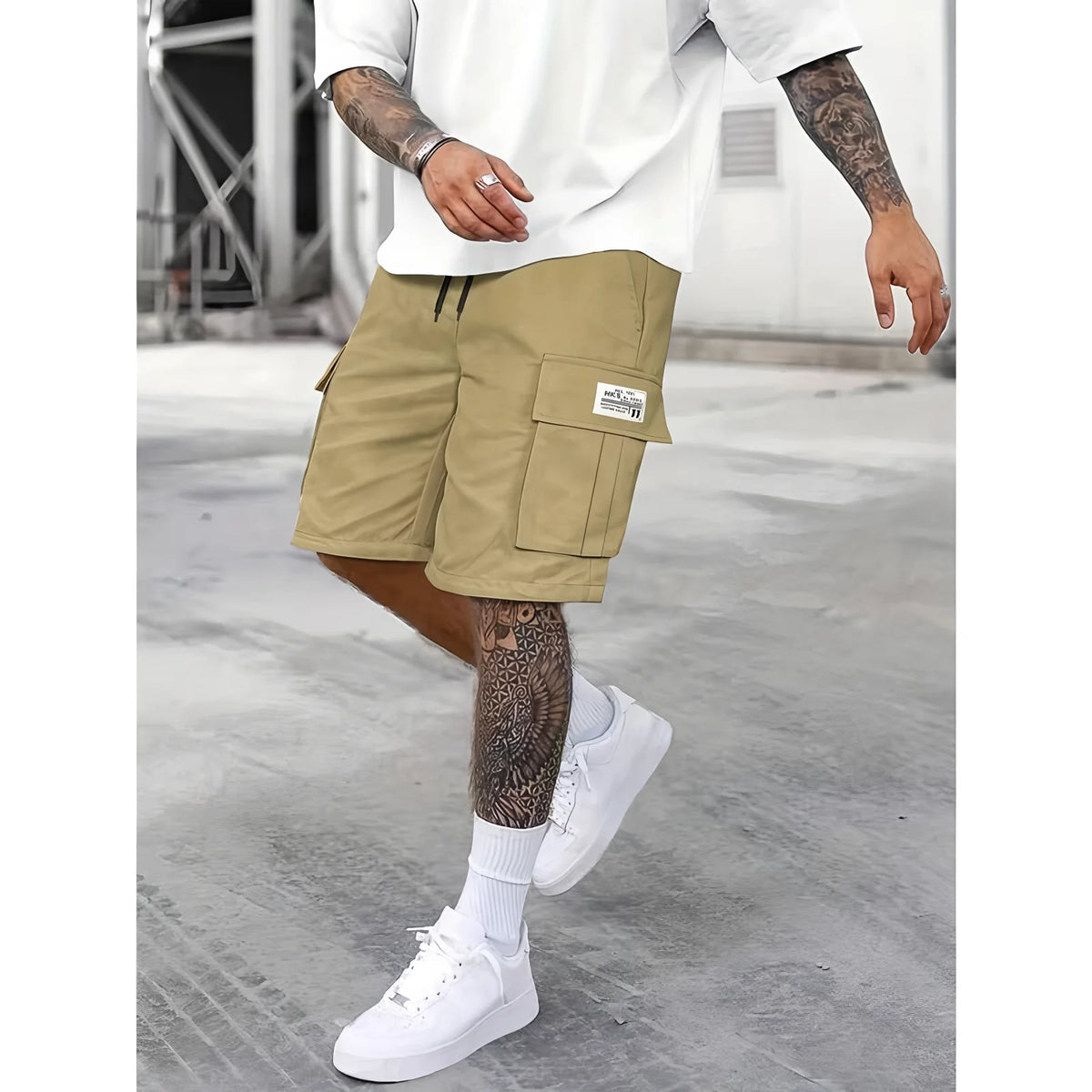 Men's work shorts; summer comfort; multi-pocket; outdoor leisure sport beach pants; elastic waistband