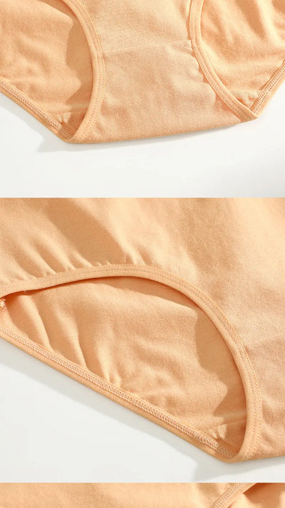 FINETOO 5Pcs Cotton Women Panties High Waist Breathable Soft Ladies Underwear Elastic Waistband Briefs S-XXL Comfortable Briefs