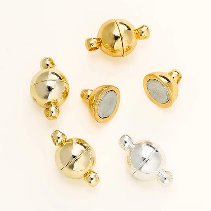 4/6pcs/lot 8*14MM 14K/18K Gold Plated Metal Brass Magnetic Bracelet Clasp Beads for DIY Jewelry Making Findings Accessories