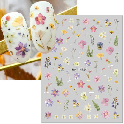 3d Nail Art Decals Elegant White RoyalBlue Roses Flowers Adhesive Sliders Nail Stickers Decoration For Nail Manicure