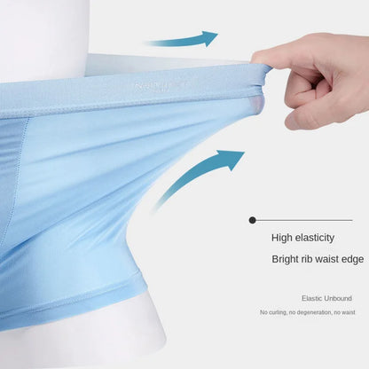 4pcs Boxer Shorts Men's Ice Silk Underwear Cool Underpants Breathable Sexy Thin Panties U Convex Lingerie Wholesale Lots L-6XL