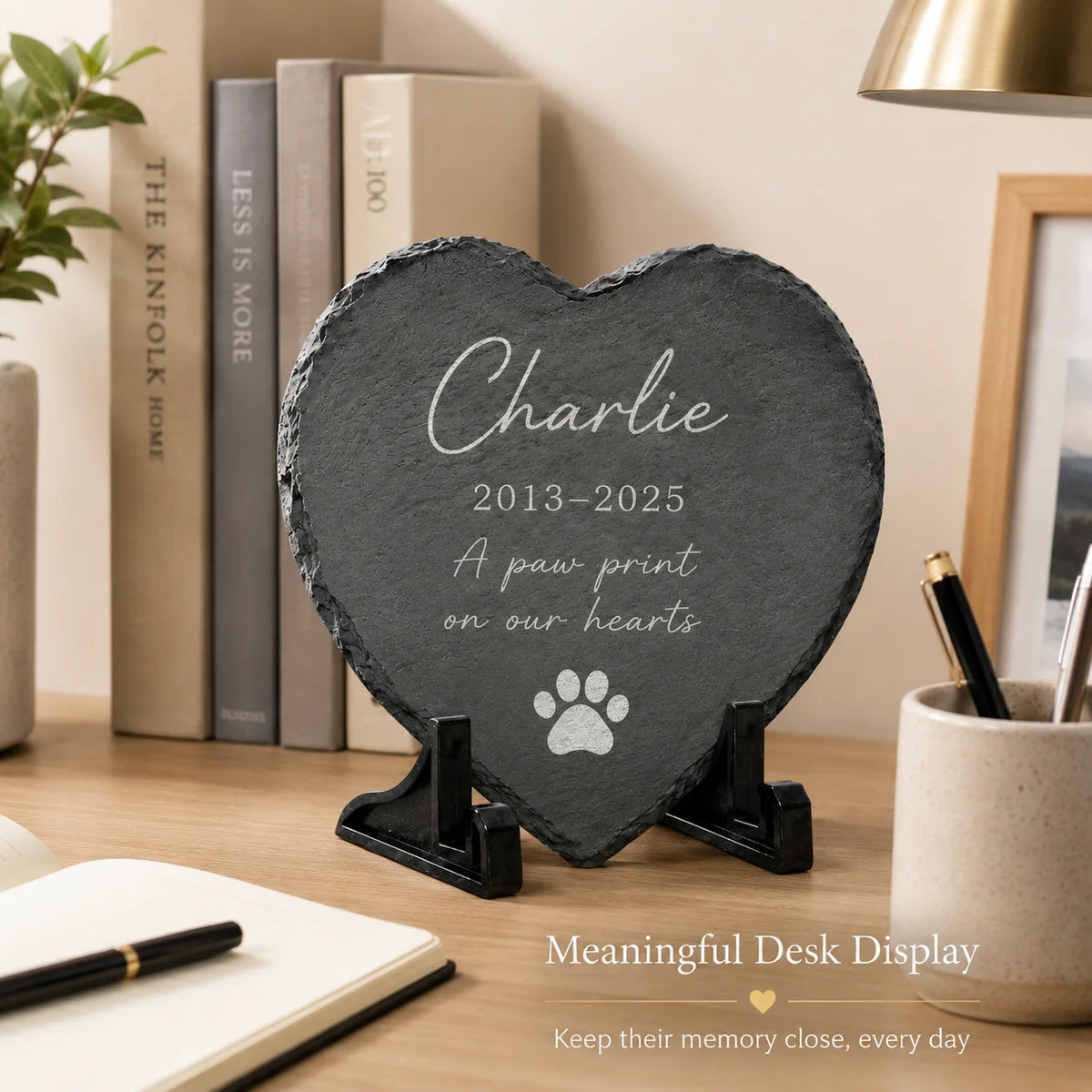 Pet Memorial Photo Slate Custom Heart Picture Stone Dog Cat Memory Stone Home Garden Decoration Gift Keepsake for Pet Lovers