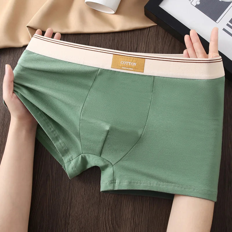 1/3Pcs Set Solid Color Men's Boxer Shorts Breathable Cotton Elastic Boyshorts Antibacterial 7A Level Comfortable Male Underwear