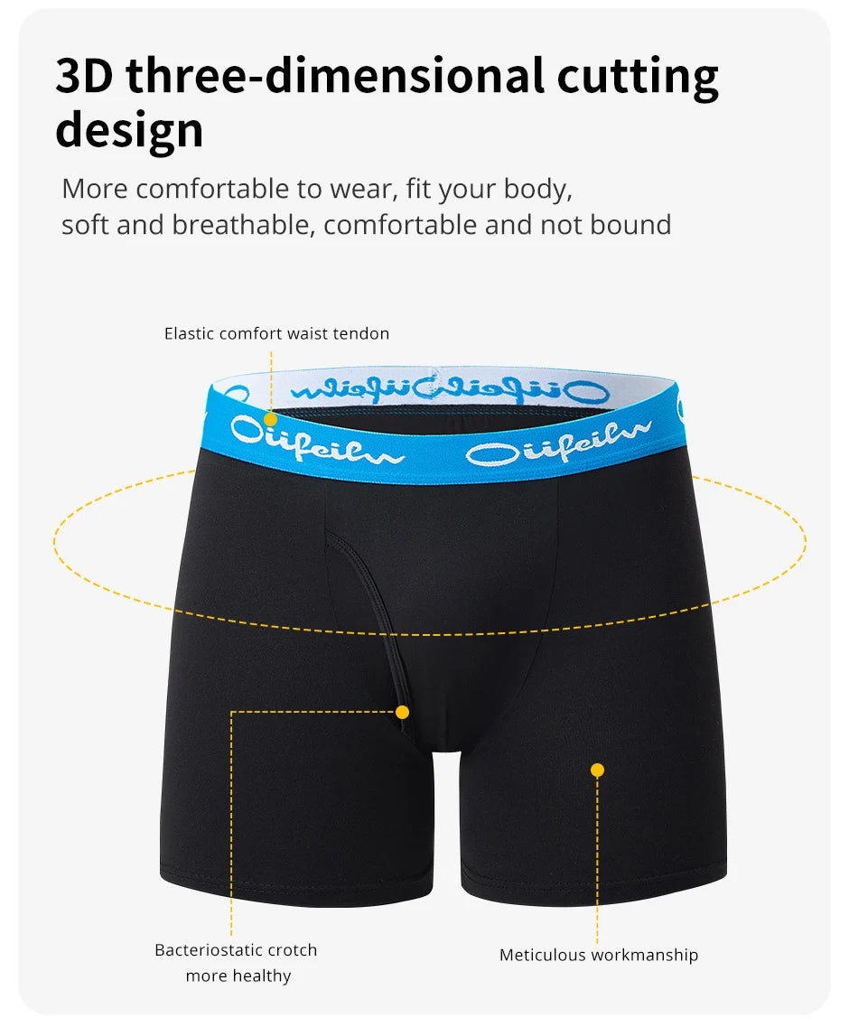 5/10 Pack Multi-size Teenagers To Adults Men's Boyshort Leisure Sports Joker Elastic Waist Long Men's Underwear Can Be Parent-ch