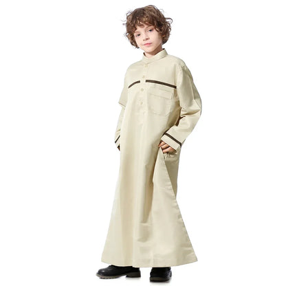 Muslim Saudi Arab Boys Robe Kids Abaya Kaftan Prayer Islam Ramadan Clothing Long Sleeve Thobe Middle East Teenage Dress Dubai