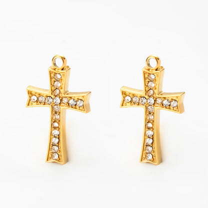 5PCS Zircon Cross Stainless Steel Charms Pendant High Quality Accessories DIY Necklace Bracelet Earring Jewelry Making Materials