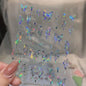 Pink Purple Aurora Shell Butterfly Nail Stickers Shiny Laser 3D Butterflies Nail Decals 8*10cm Adhesive Aurora Shell Butterfly N