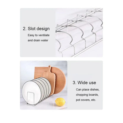 Stainless Steel Dish Draining Rack Multipurpose Silver Plates Storage Rack Space Saving Bowls Plates Drainer Holder Kitchen