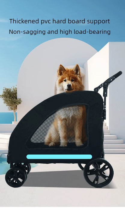 Large Dog Strollers Breathable Zipper Design Pet Cart Dogs Carrier Outdoor Travel Large Transportation Carts Adjustable Height