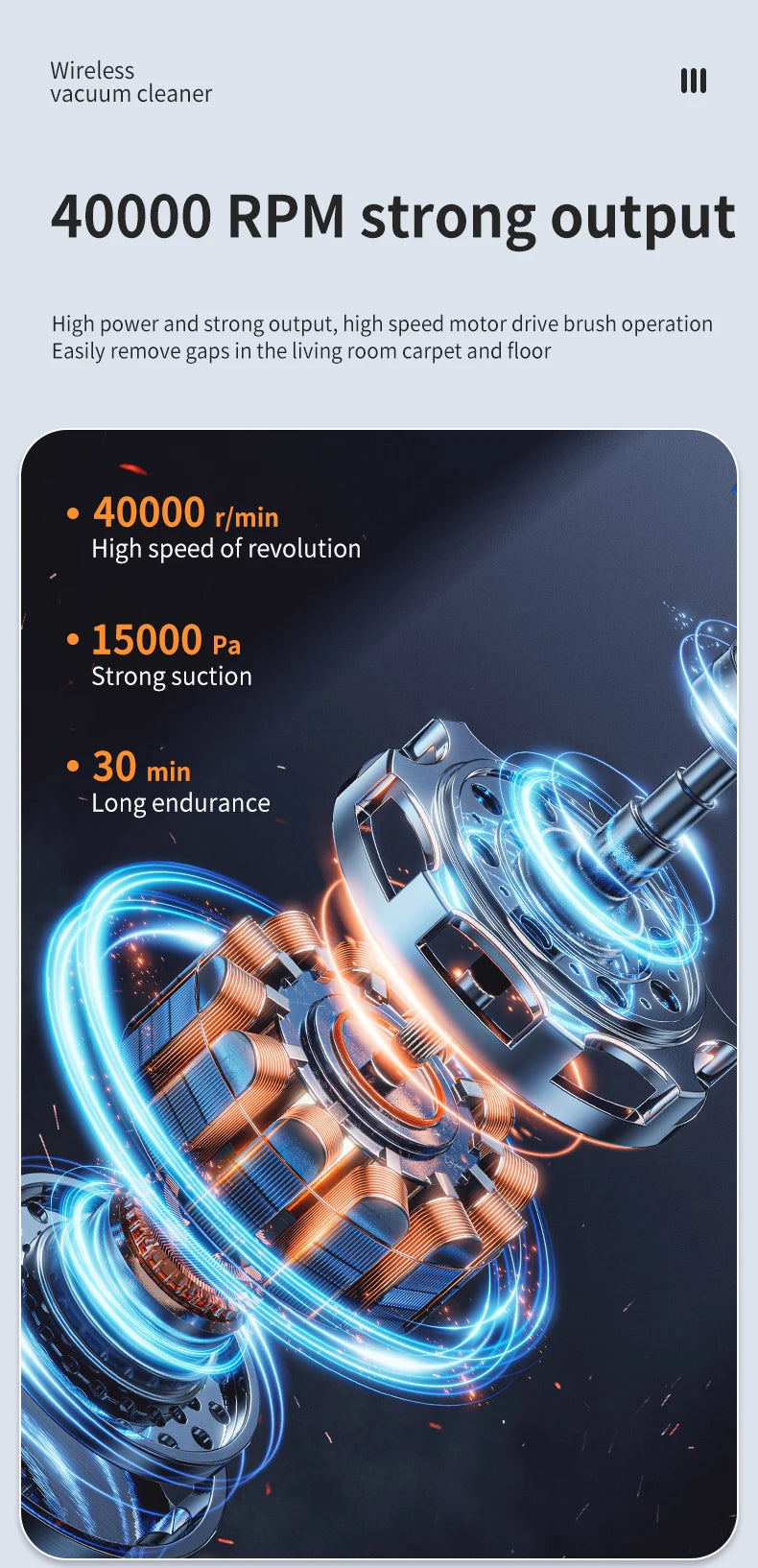 Handheld Cordless Vacuum Cleaner, 18Kpa 55Mins Smart Stick Vac with Tangle-Resistant Design Hard Floor Carpets Pet Hair