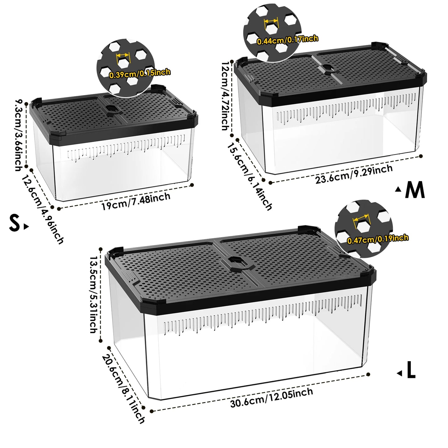 Magnetic Reptile Breeding Box with Sliding Cover Universal Design for Lizards Geckos Horned Frogs Snakes And Spiders