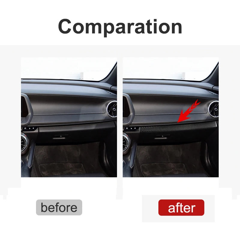 For Chevrolet Camaro 2016-2019 Car Dashboard Panel Cover Decorative Sticker Carbon Fiber Style Interior Modification Accessories