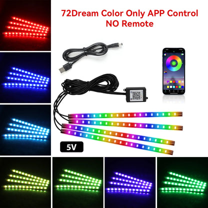 Neon Car Interior Ambient Foot Light with USB Wireless Remote Music App Control RGB 48 LED Atmosphere Decorative Lamp