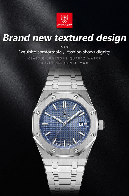 POEDAGAR Original Luxury Man Watch Date Luminous Waterproof Stainless Steel Men Wristwatch Fashion Business Quartz Men's Watches