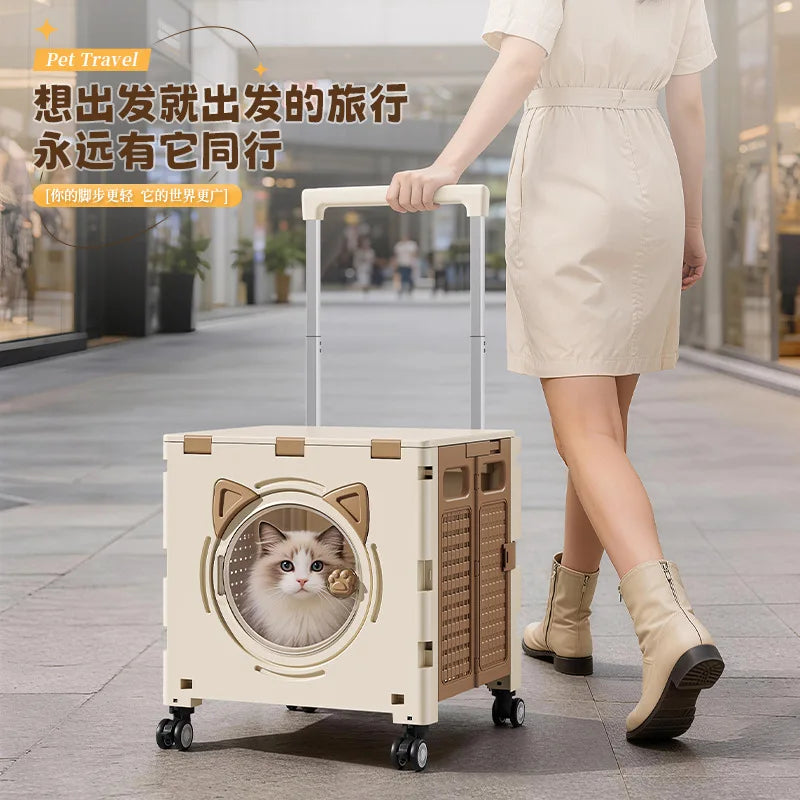 Pet outdoor pet travel trolley cat dog trolley folding shopping cart supermarket household