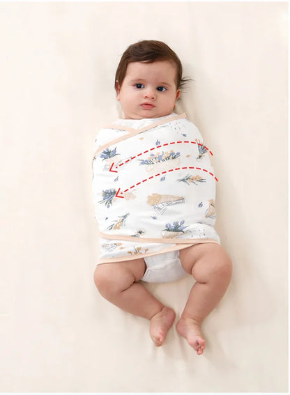 0-6 Month Cotton Baby Swaddle Wrap Anti Startle Swaddling Blanket Muslin Baby Sleeping Blanket Wrap for New Born Thin Summer