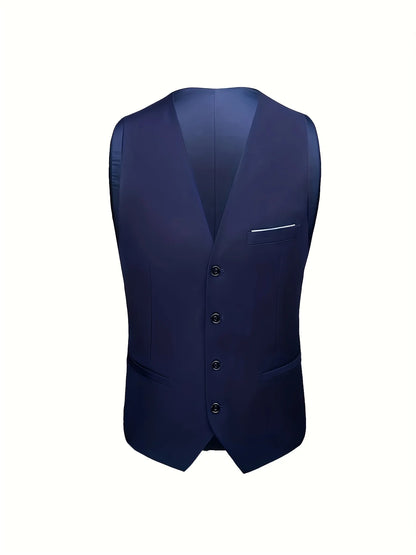 Men's 3pcs Suit Set, Jacket + Vest + Pants, Fashionable High-Quality, Suitable for Weddings, Parties and Formal Occasions