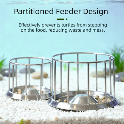 Large Capacity Turtle Stainless Steel Feeder Wear Resistant Wide Mouth Reptile Water Tray Fence Design Anti-overflow