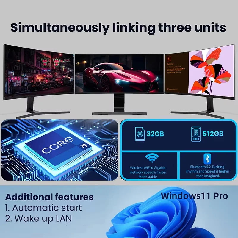 2026 Mini PC Intel Core I9 10980HK N150 Gaming Computer Windows 11 Desktop PC 16GB RAM 1TB 2TB SSD WiFi6 BT5.2 Portable Gamer PC