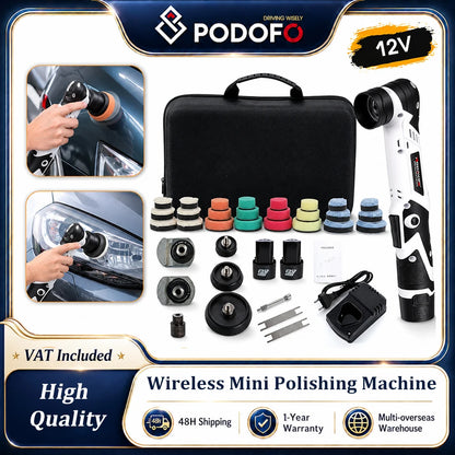 Podofo Wireless Mini Polishing Machine Car Detailing Tool  6 Speed Adjustable Handheld Detail Polisher For Automotive Interior Gaps, Decorative Strips, Corner Finishing, Furniture Polishing And Surface Repair