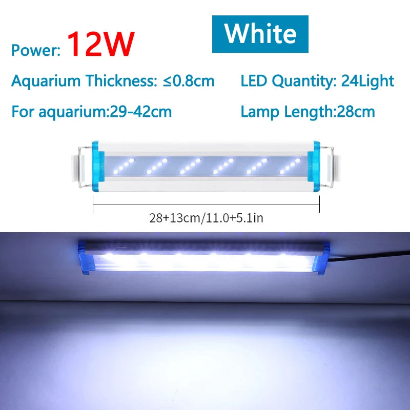 Extensible Waterproof Clip on Lamp For Fish Tank Super Slim Fish Tank Aquatic Plant Grow Aquarium LED Light 18-58cm 220V