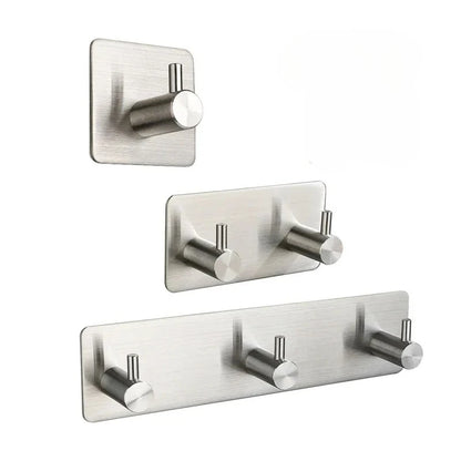Stainless Steel 3M Self Adhesive Hooks Sticky Wall Door Hook Robe Tea Towel Rustproof Towel Rack, Clothes Coat Hanger