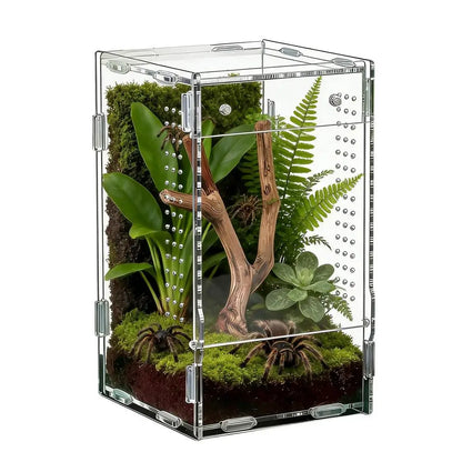 1pc Acrylic Transparent Reptile Breeding Box Amphibian Cage Nano Arboreal Tarantula Enclosure Jumping Spider Reptiles Habitat