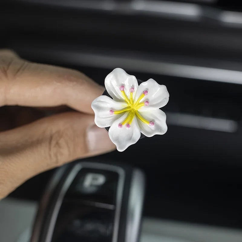2Pcs Car Perfume Clip Flower Car Air Freshener with Fresh Color Air Outlet  Decorations Bright Peach Blossom Cherry Blossom