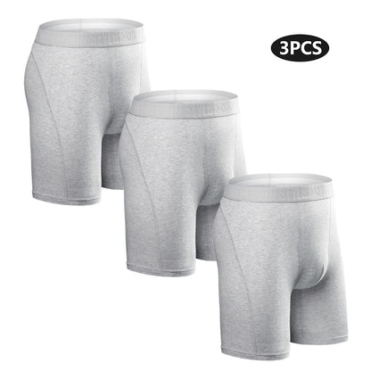 3pcs Long Boxers For Man Underware Lots Mens Underpants Cotton Men's Panties Family Boxershorts Boxer Sexy Male Shorts Calecon