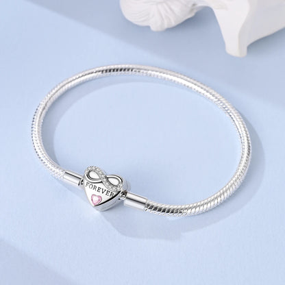 Original 925 Sterling Silver Charm Bracelets Heart Clip Bead Snake Chain Bracelet Fit Charms Beads Diy For Woman Fine Jewelry