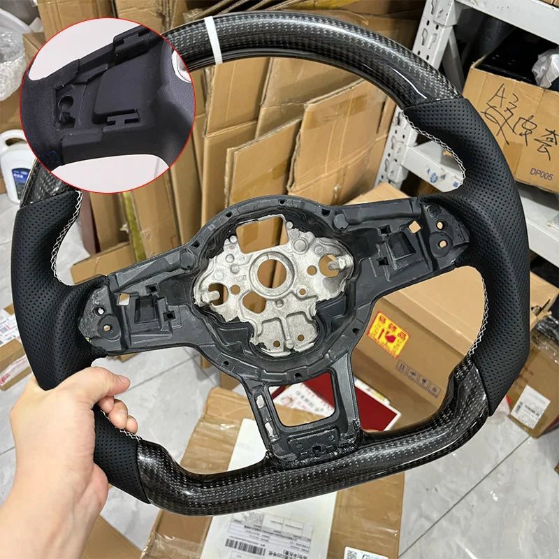 Carbon Fiber Steering Wheel Leather For Volkswagen Golf 7 7.5 GTI GTD GTE R 2013-2020 Polo GTI Tiguan Passat DSG