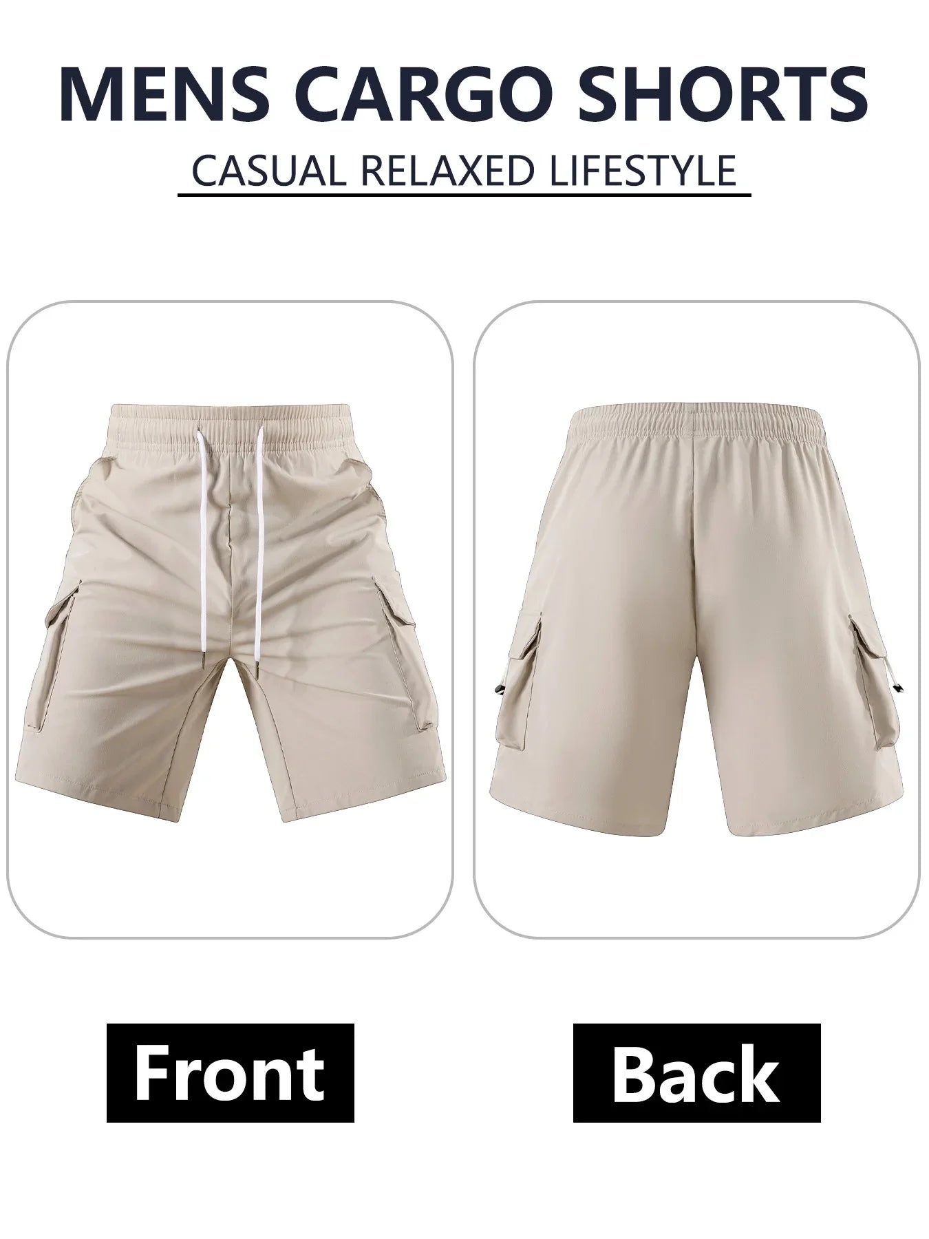 Men's Summer Cargo Shorts Multi-Pocket Drawstring Pants Casual Loose Fit Knee-Length Shorts for Outdoor & Streetwear