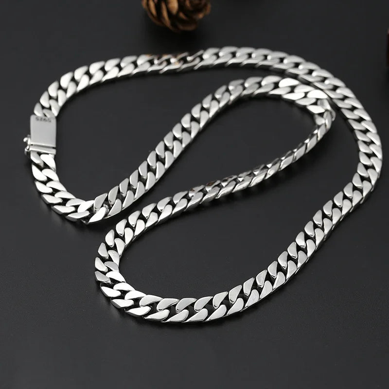 100% S925 Sterling Silver Bracelet 8MM Punk S925 Silver Jewelry Never Fade Carry Certificate Men Women Jewelry Gifts