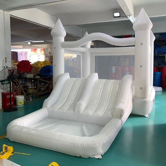 Inflatable White Bounce House With Slide 5.6*3.3*3M Jumping Castle For Kids Bouncy House Withe For Children Outdoor Toys Slide