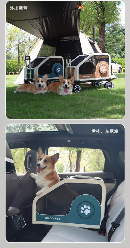 Large Space Foldable Pet Trolley Silent Wheel Pet Travel Box Portable Car Carrier Cage For Small Medium Dogs Cats Outdoor Trip