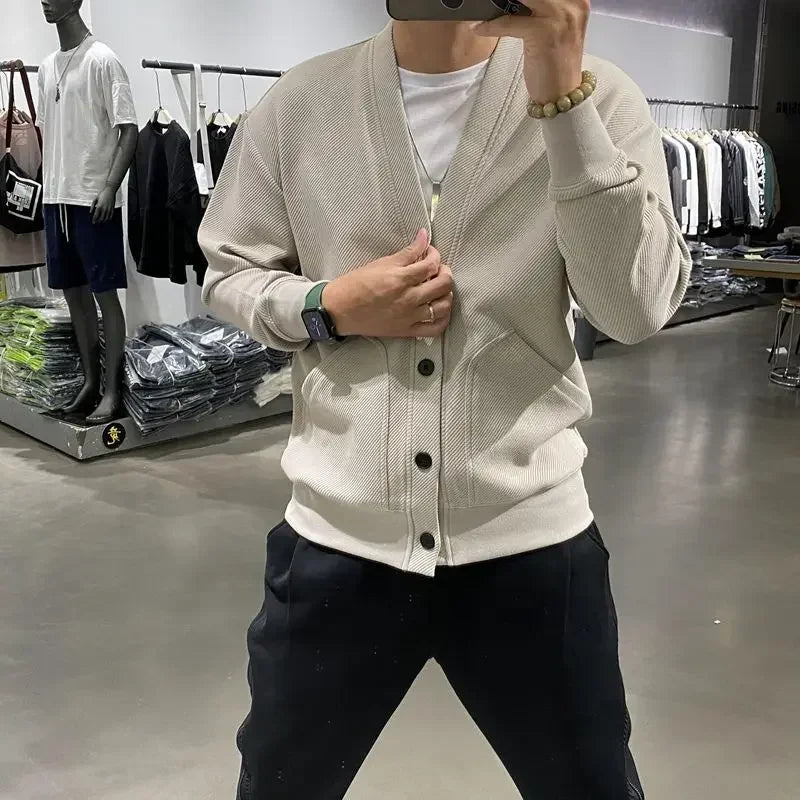 Men's Clothing Icon V Neck Cardigan Knit Sweater Male with Pockets Jumpers Tops Best Selling Products 2025 New in Knitwears A X