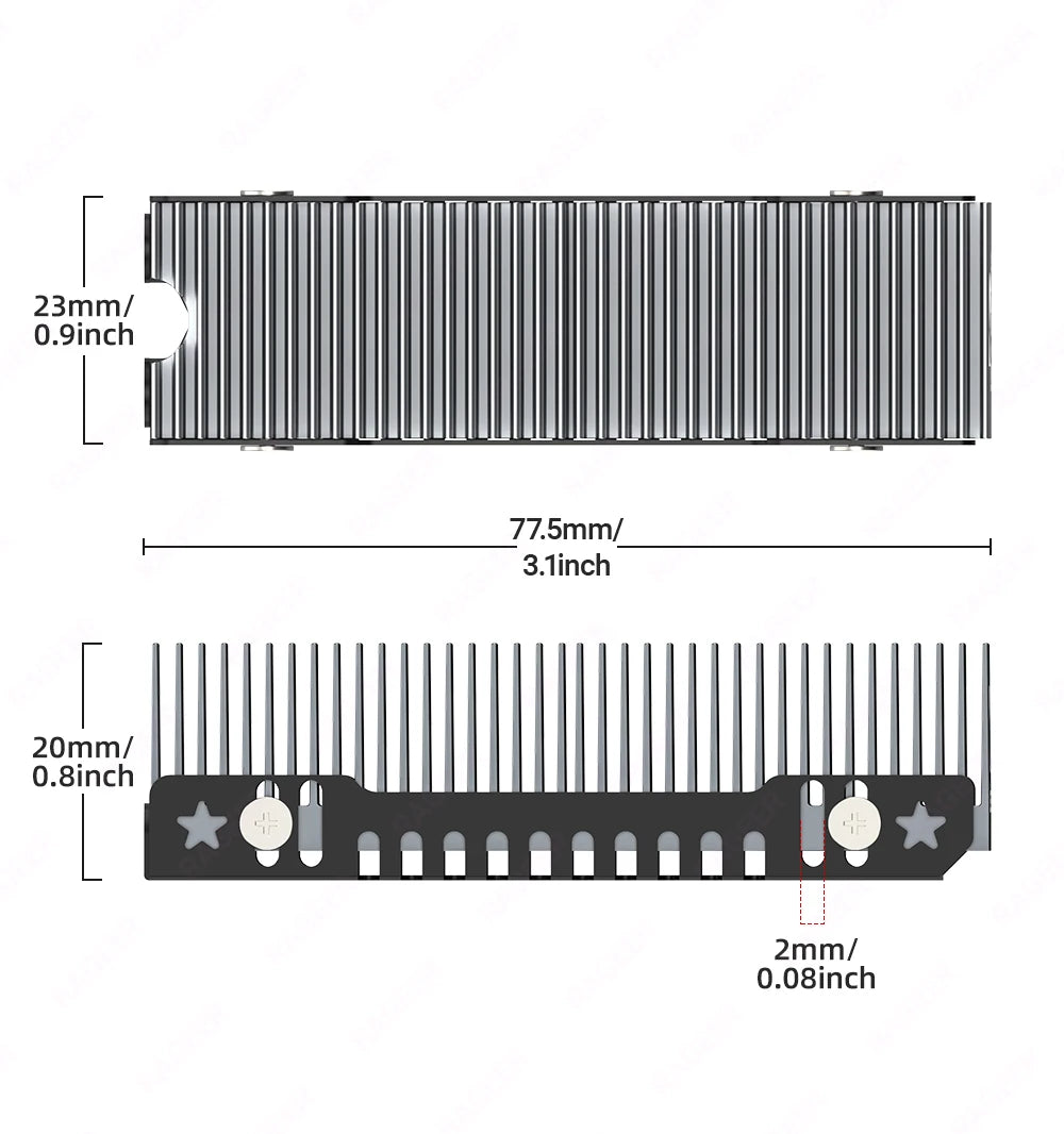 RAGEER M.2 SSD Cooler, Heavy Duty Aluminum Convection Heat Sink, NVME NGFF Cooler, Passive Heat Sink with 38 Fins - FrostBlade 1