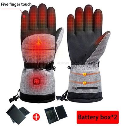 Men Electric Heated Skiing Gloves Smart Electrical  Winter Warm with Battery Case Gloves Touch Screen Electric Heated Equipment