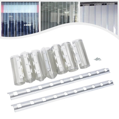 7X PVC Strip Curtain Plastic Soft Freezer Room Door Curtain Kit Hanging 18cm X2m Air-Conditioning Heat Insulation