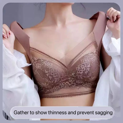 1pcs Women Lace Plus Size Bra Basic Anti Sagging Thin Vest With Padded Female Brassier Lady Ice Silk Seamless Comfort Breath Bra
