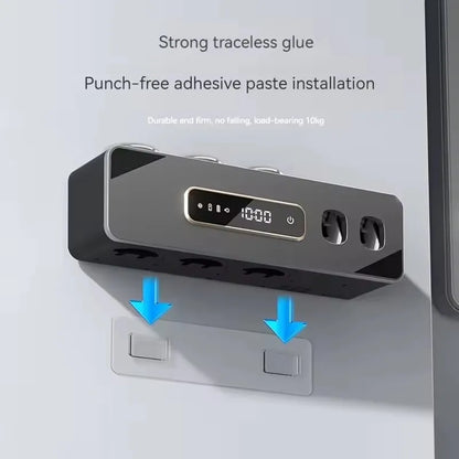 UV Sanitizing Toothbrush Holder, Smart Wall-Mounted Toothbrush Organizer with Automatic Toothpaste Dispenser, USB Charging, Lith