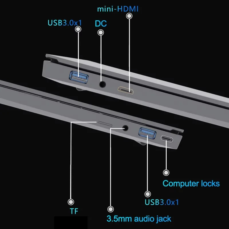 15.6" Ultra Slim Intel Core i7 6500U Laptop Computer Windows 11 16GB DDR4 1TB SSD Notebook PC Fingerprint Unlock Gaming Laptops