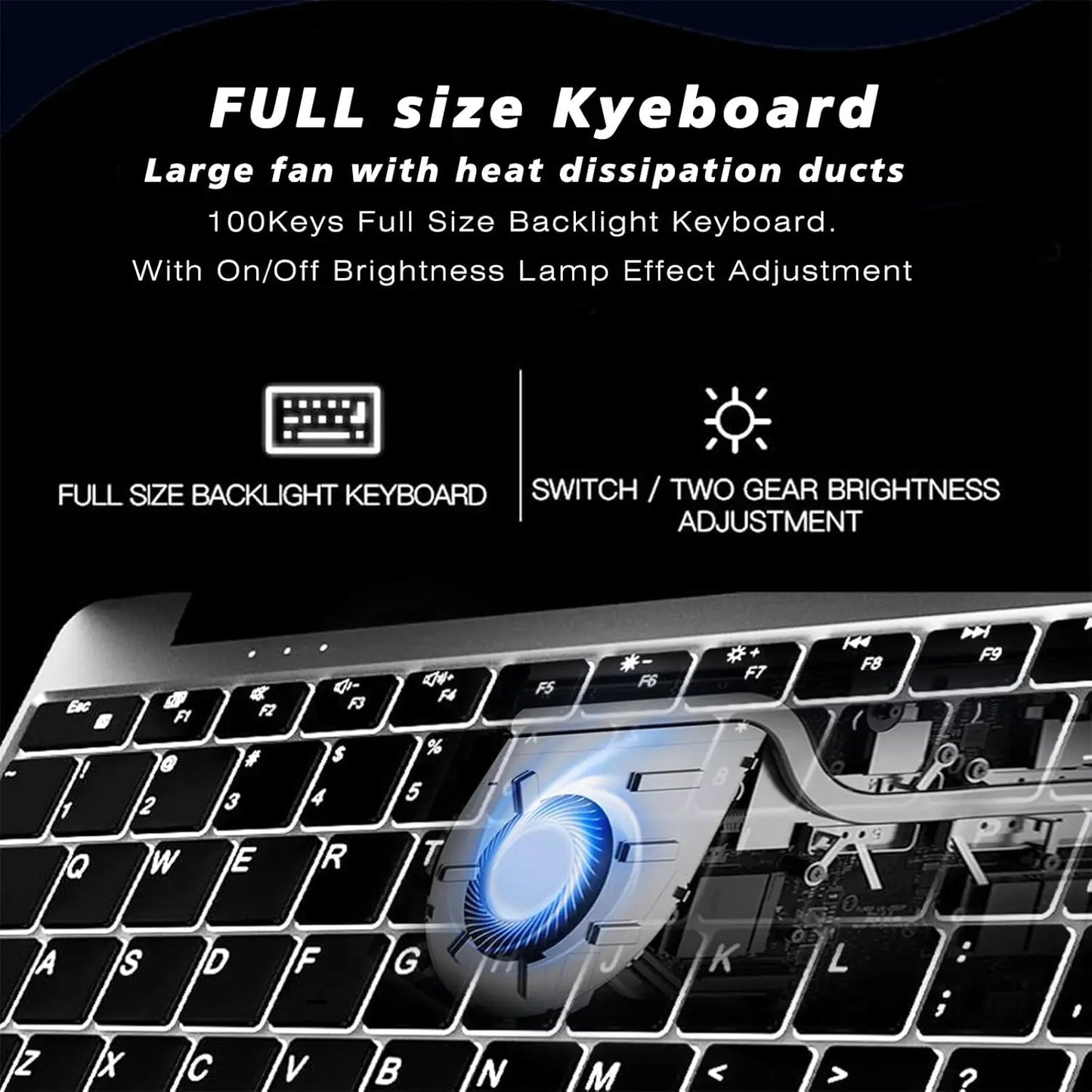 LENO Large-Screen 15.6" Laptop 32GB RAM 2TB SSD Intel 6500Y Office Windows11 Notebook 5000mAh Gamer PC with Backlit Fingerprint