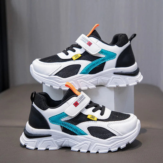 Kid Sneakers Sport Shoes for Boys Fashion Leather Children Breathable Mesh Comfort Shoes Casual Walking Outdoor Running Shoes