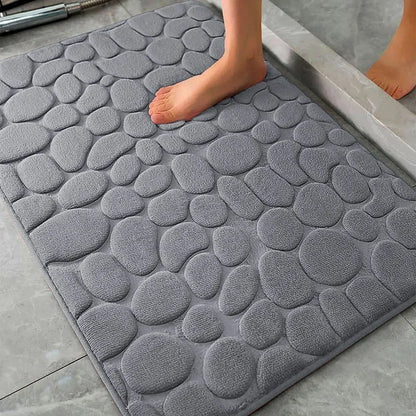 Non Slip Coral Velvet Floor Mat Embossed Stone Memory Foam Thick Absorbent Bathroom Household Indoor Rug Decor