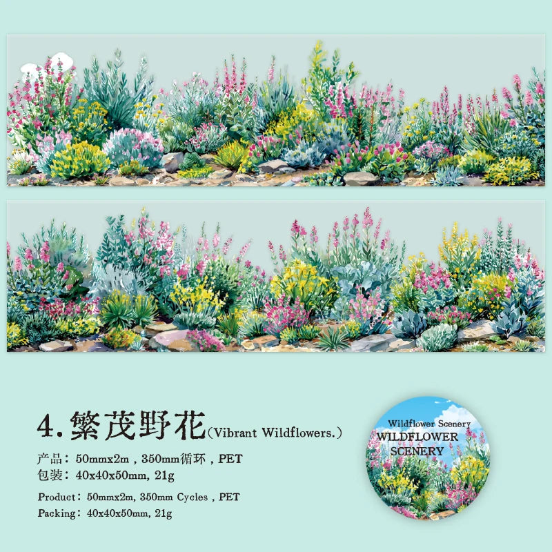 50mm*2m Plant flower landscape PET Tapes Creativity Scrapbooking Hand Account Adhesive hand made Diy Junk Journal Craft Supplies