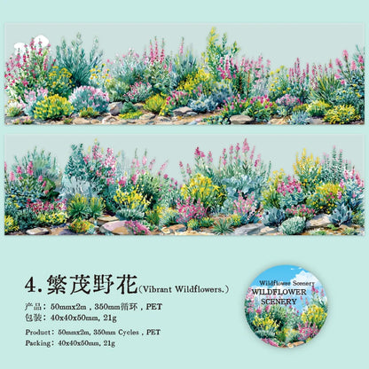 50mm*2m Plant flower landscape PET Tapes Creativity Scrapbooking Hand Account Adhesive hand made Diy Junk Journal Craft Supplies